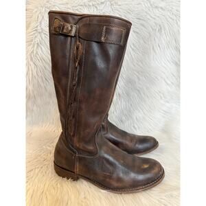 BED STU Cobbler Series 608 Riding Boots Leather Knee High Western Flat, Brown